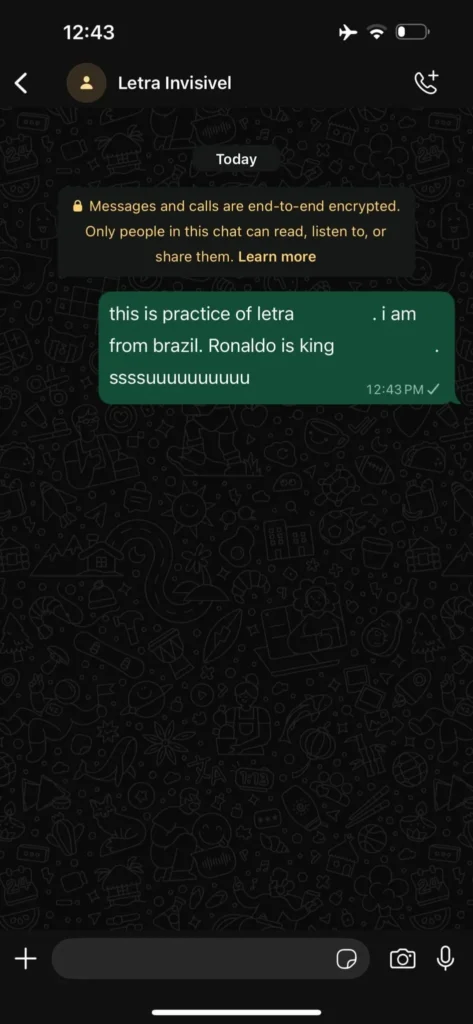 demonstração de letra invisível no whatsapp whatsapp-letra-invisivel